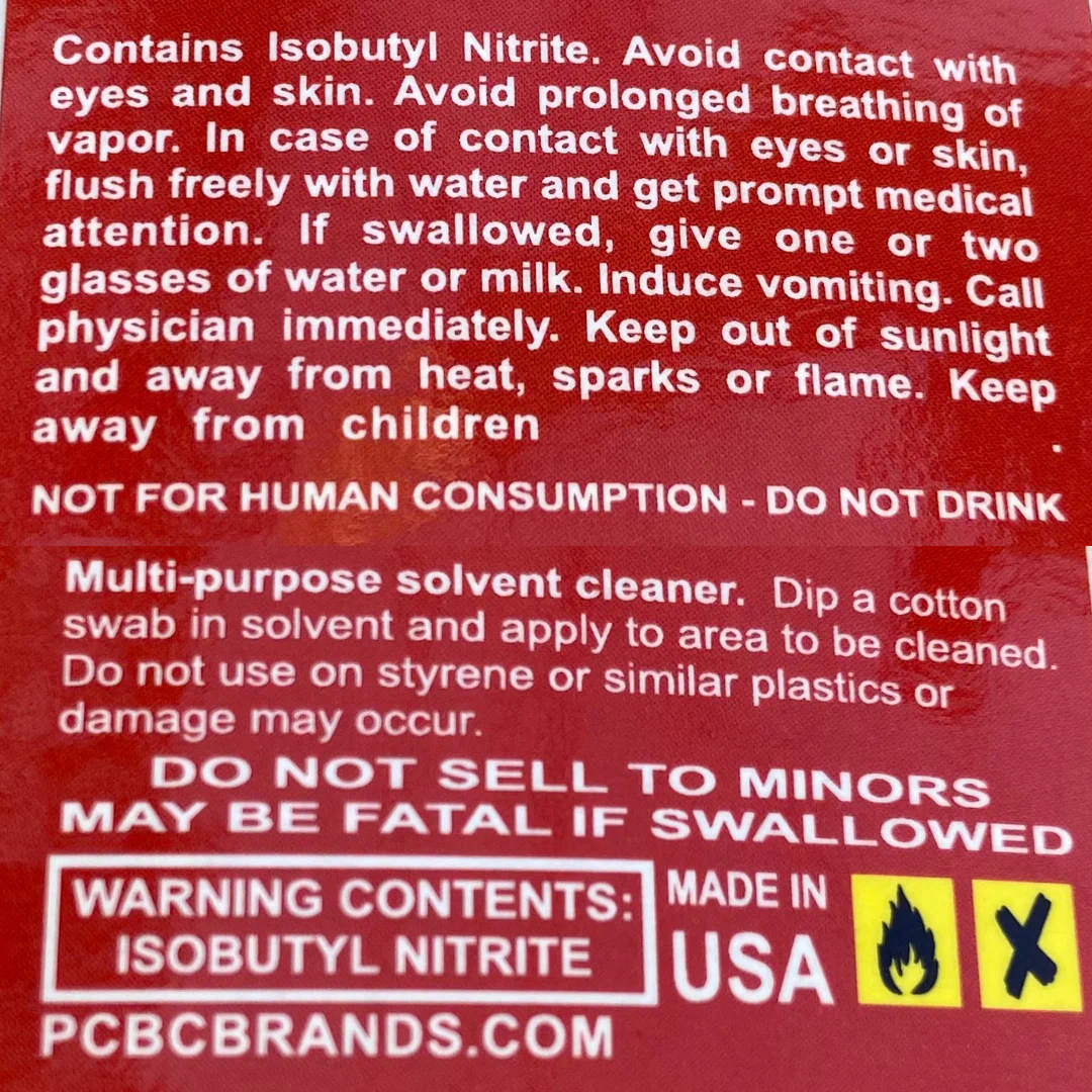 Ảnh chụp là nhãn chai popper KIX 30ml