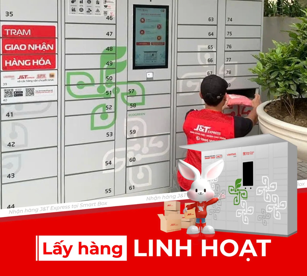Hình minh hoạ khách hàng lấy hàng tại Smartbox của J&T