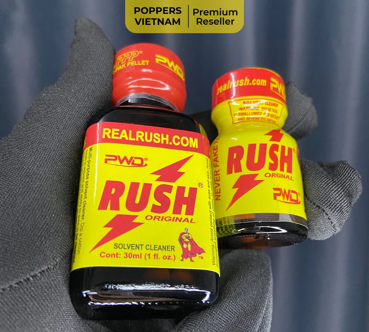 Tay cầm combo poppers Rush Original 10ml và 30ml – phiên bản cổ điển dễ sử dụng