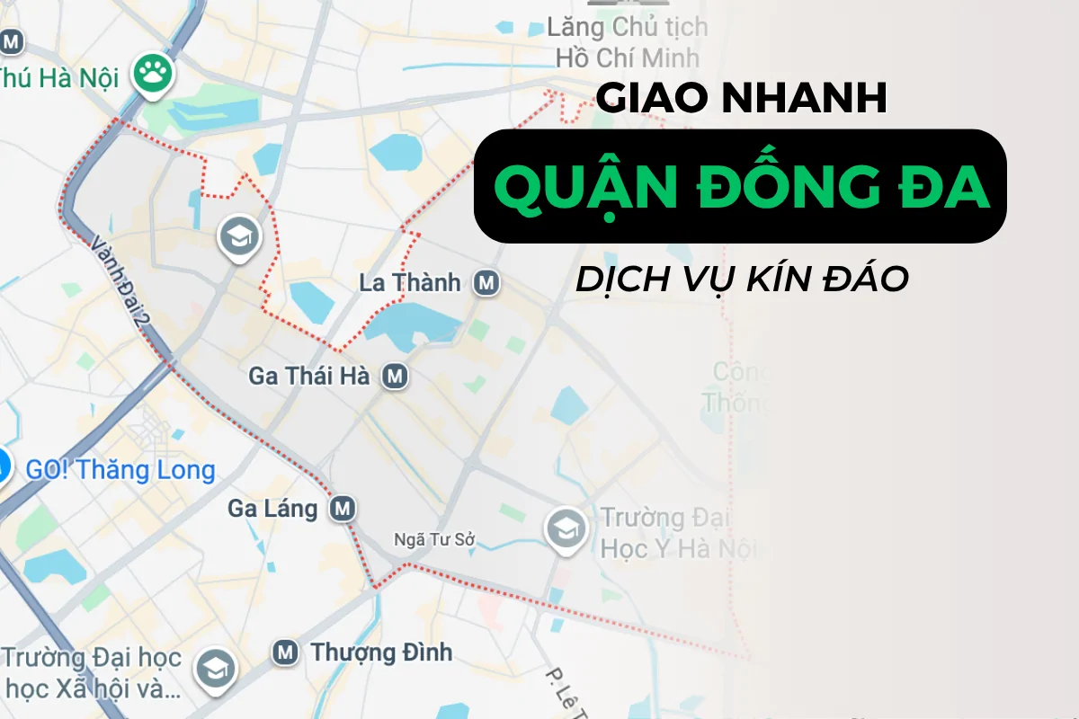 Bản đồ quân Đống Đa, thể hiện vị trí giao hàng. Ảnh được chụp từ Google Maps và được Poppers Việt Nam biên tập lại.