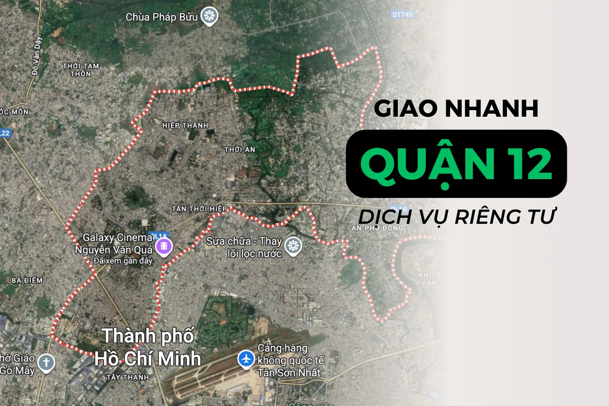 Bản đồ thể hiện vị trí giao hàng tại quận 12 của Poppers Việt Nam