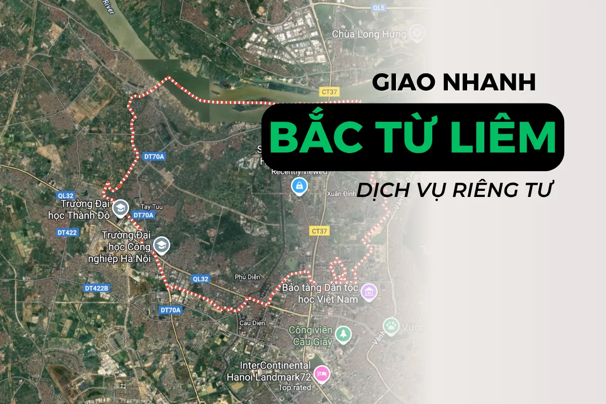 Hình ảnh là ảnh chụp quận Bắc Từ Liêm từ Google Maps - thể hiện vị trí giao hàng nhanh chóng của Poppers Việt Nam tại đây.