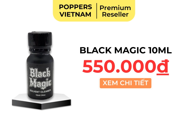 Chai poppers Black Magic 10ml – giá 550.000đ, sản phẩm chính hãng từ Poppers Vietnam.