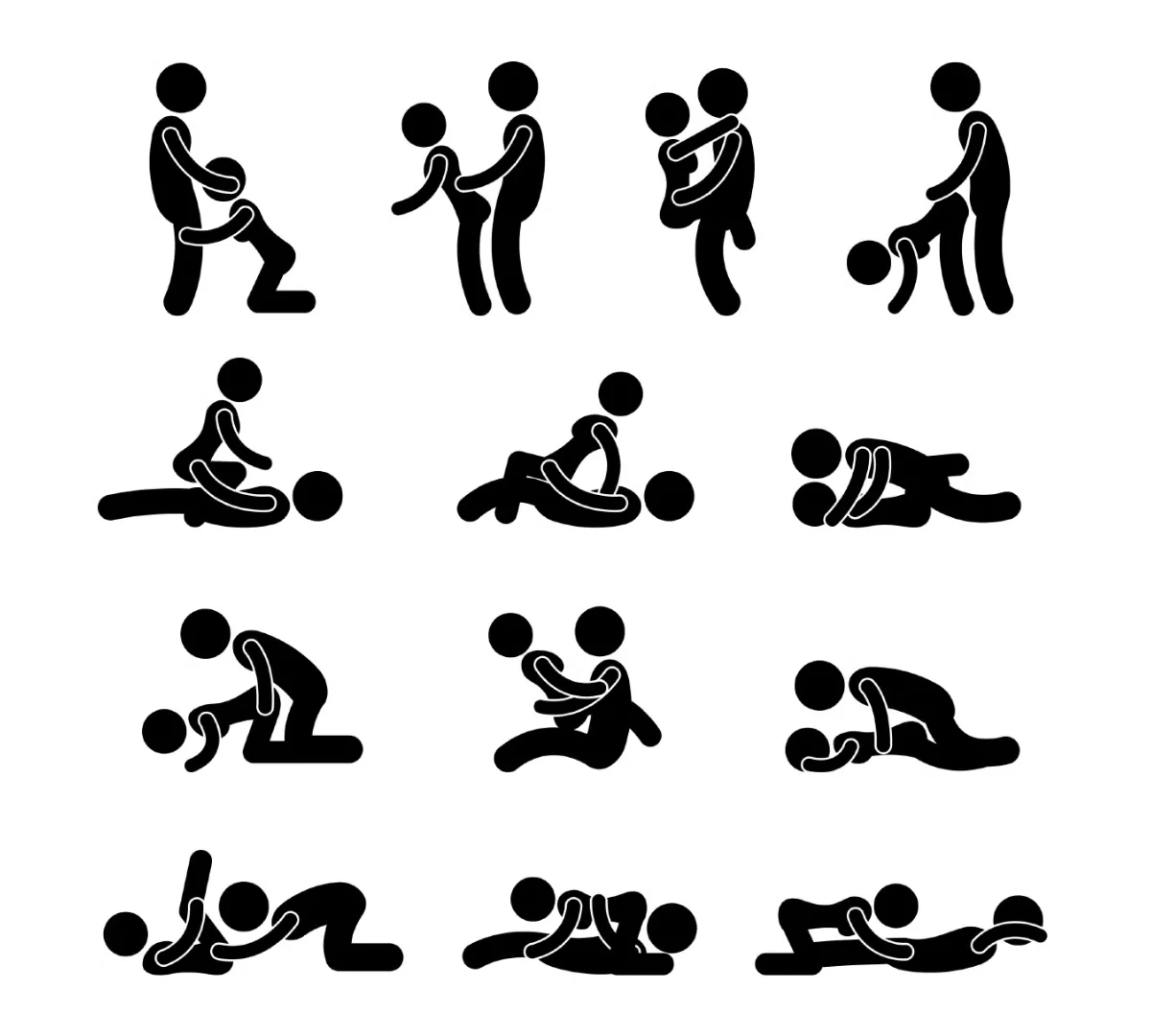 Hình biểu tượng (symbol), tượng trung các kỹ năng dạo đầu cần thiết khi quan hệ tình dục nhằm giảm căng thằng và tránh giảm đau.