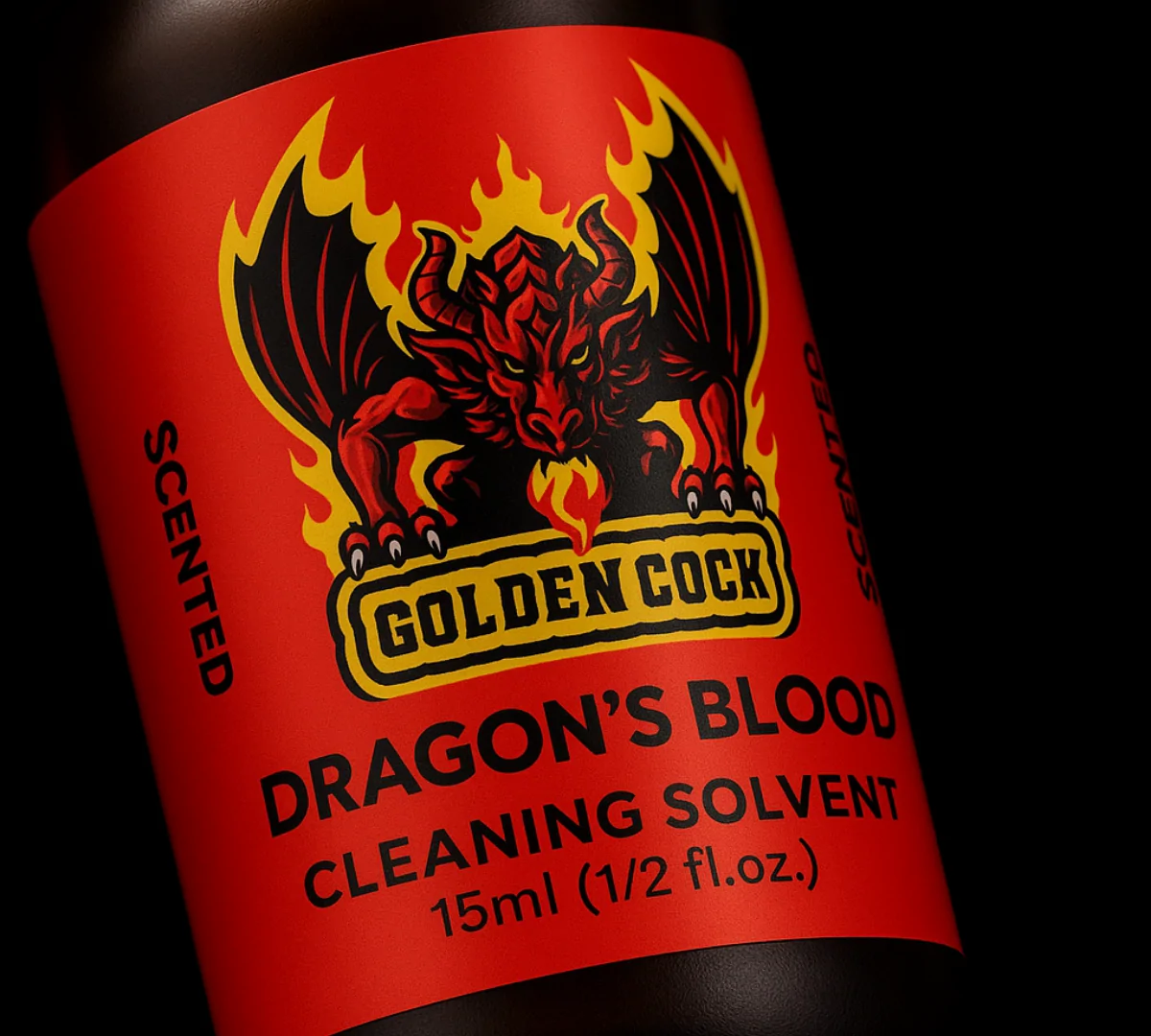 Cận cảnh nhãn chai Golden Cock Dragon’s Blood 15ml chính hãng Mỹ