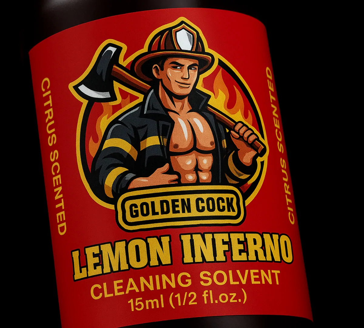 Chai Golden Cock Lemon Inferno 15ml - Chi tiết nhãn chai