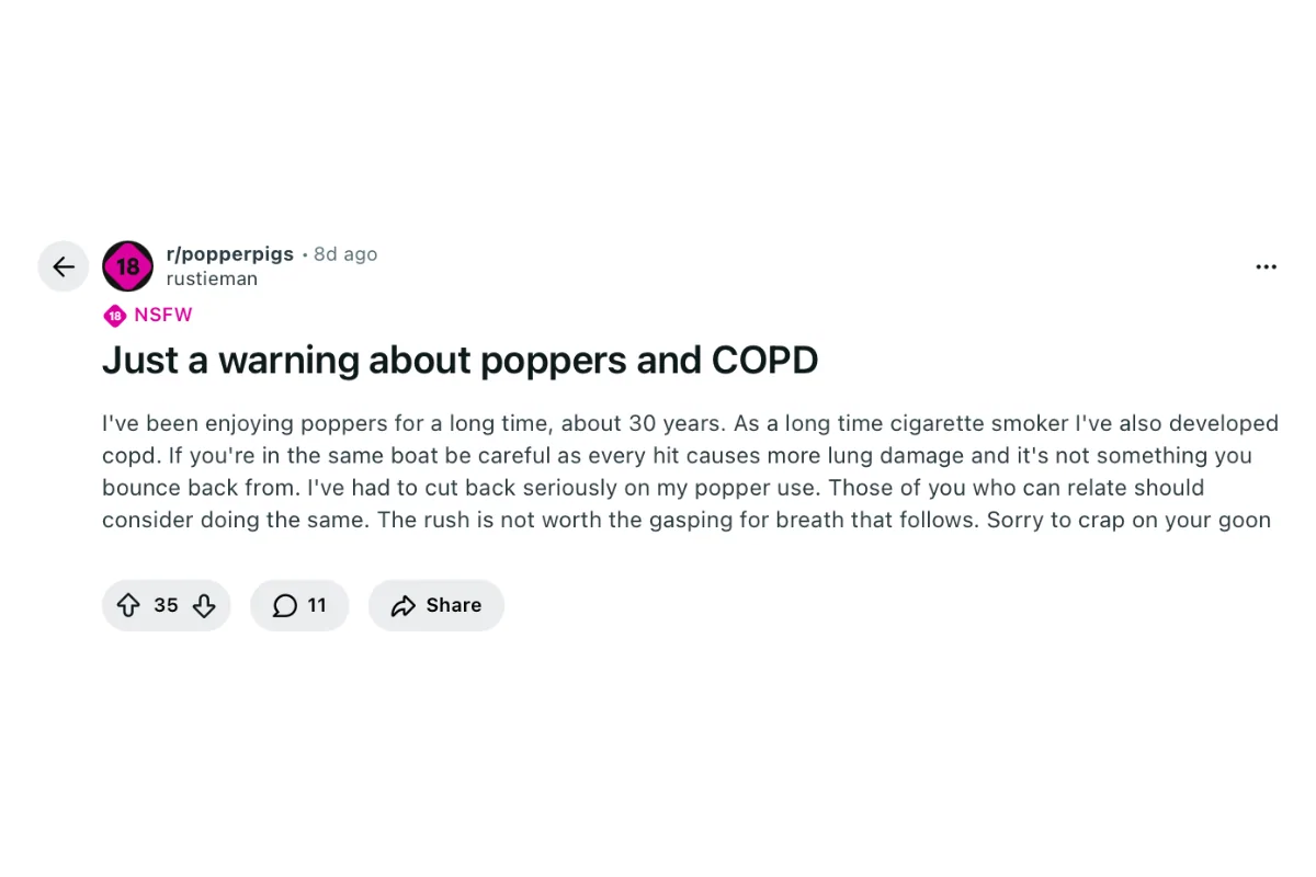 Ảnh chụp màn hình lời khuyên của người dùng Reddit "rustieman", người cảnh báo "cơn phê không xứng đáng để đánh đổi bằng những hơi thở hổn hển sau này".