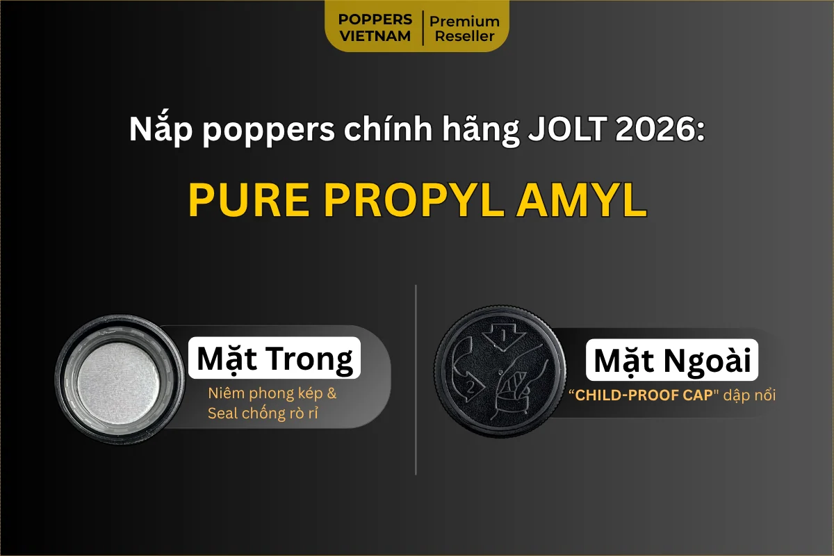 Hình ảnh cận cảnh nắp chai Jolt Pure Propyl Amyl với mặt ngoài và mặt trong.
