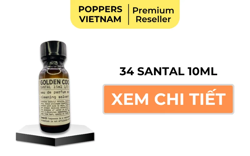 Nút button mua chai popper có mùi thơm: Golden cock 34 Santal 15ml tại Poppers Việt Nam