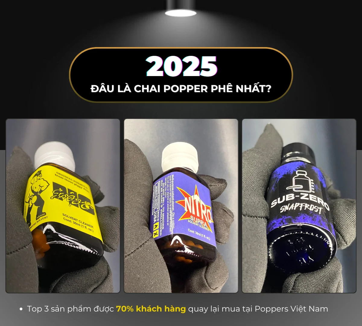 3 chai poppers phê lâu nhất năm 2025 được công đồng đánh giá cao: Pig, Nitro & Snapfrost
