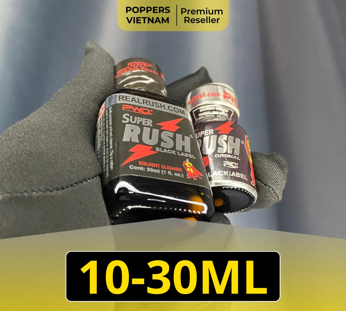 Chai popper bán chạy đầu tiên là Rush Black - sản phẩm đã được hàng triệu khách hàng tin tưởng trong suốt nhiều thập kỷ.