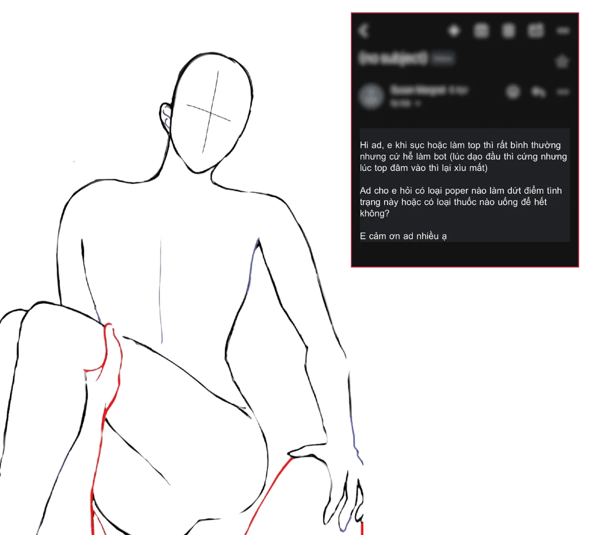 Hình ảnh minh hoạ và email gửi đến Poppers Việt Nam hỏi tư vấn tại sao làm bot thì xìu (trong khi làm top thì bình thường). Thông tin người gửi đã được che tên.